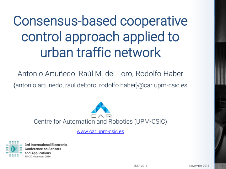 co cont ntrol rol ap approach roach ap applied lied to to