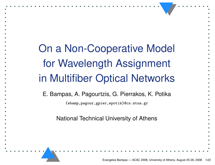 on a non cooperative model for wavelength assignment in