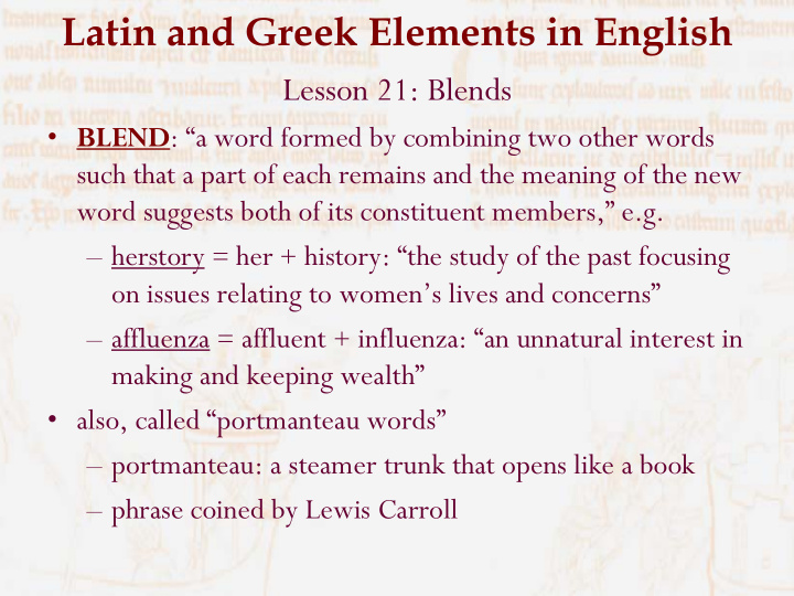 latin and greek elements in english