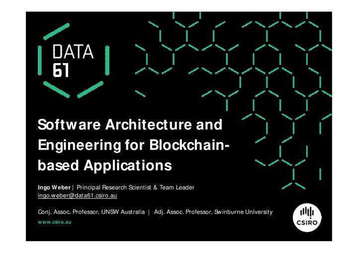 software architecture and engineering for blockchain