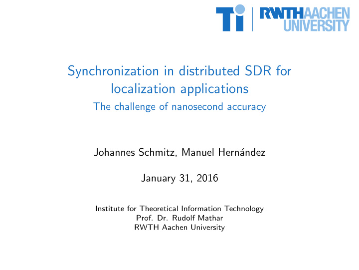 synchronization in distributed sdr for localization