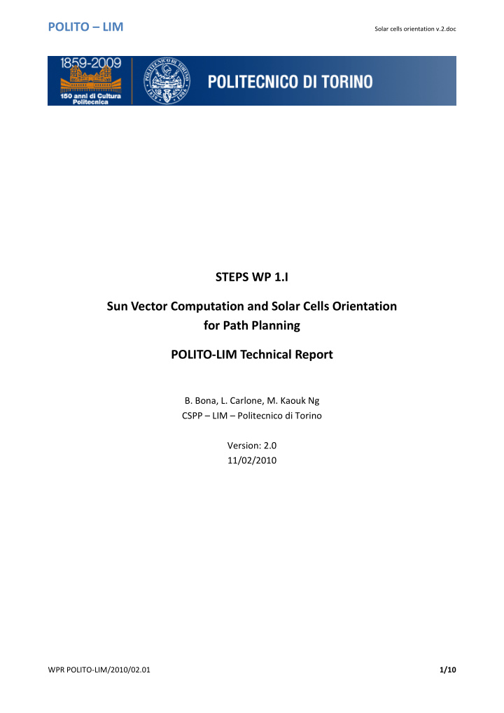 steps wp 1 i sun vector computation and solar cells