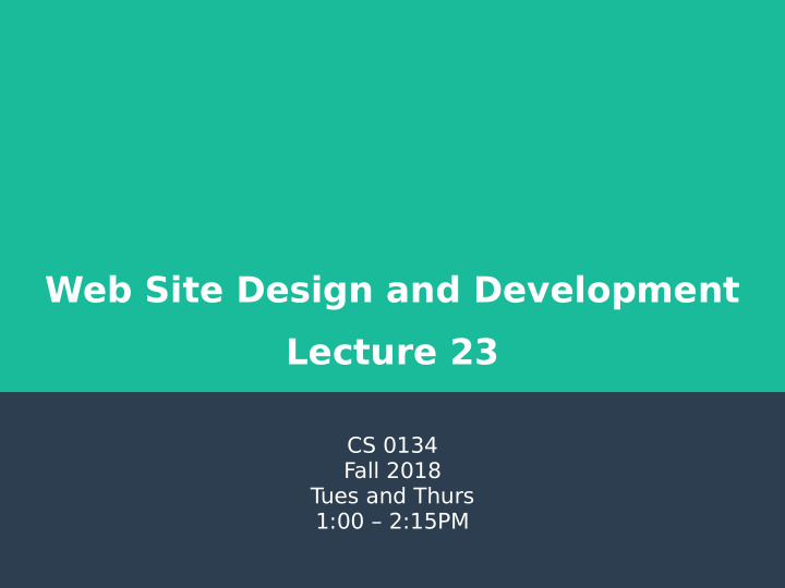 web site design and development lecture 23