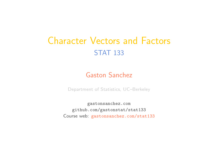 character vectors and factors