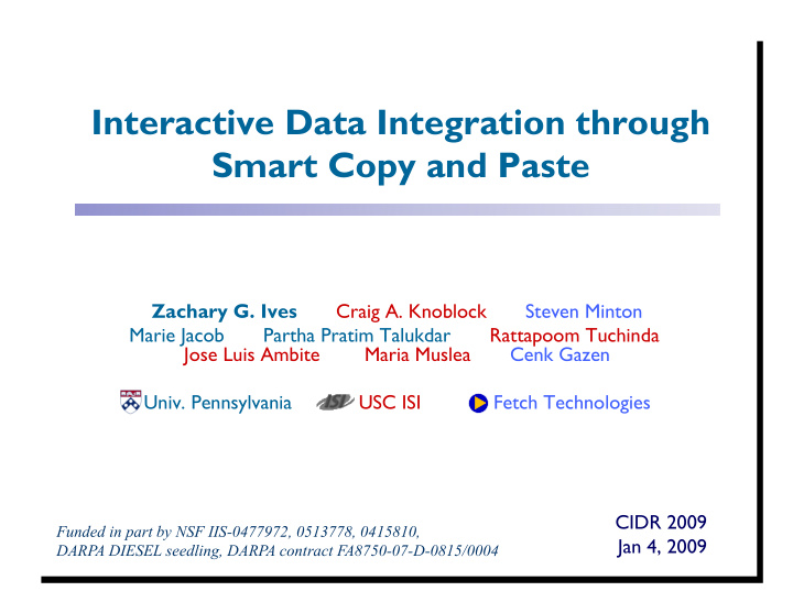 interactive data integration through smart copy and paste