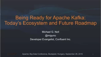 Being Ready for Apache Kafka:  Todays Ecosystem and Future Roadmap  Michael G. Noll  @miguno