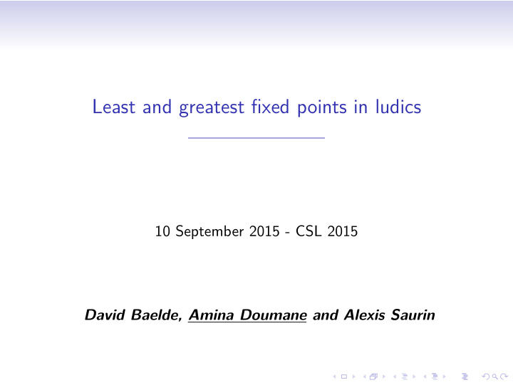 least and greatest fixed points in ludics