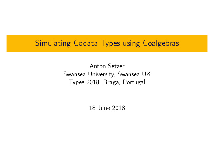 simulating codata types using coalgebras