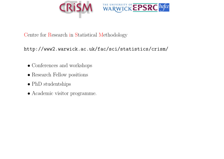 centre for research in statistical methodology http 2