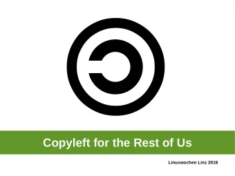 Copyleft for the Rest of Us  Linuxwochen Linz 2016  About me  DevOps Engineer  Security