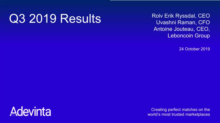 q3 2019 results