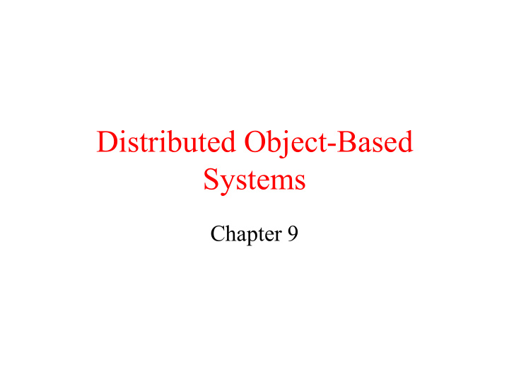 distributed object based systems