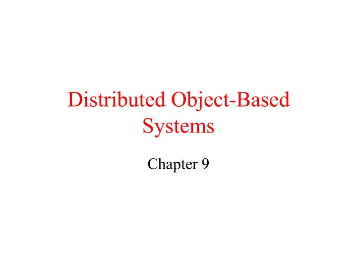distributed object based systems