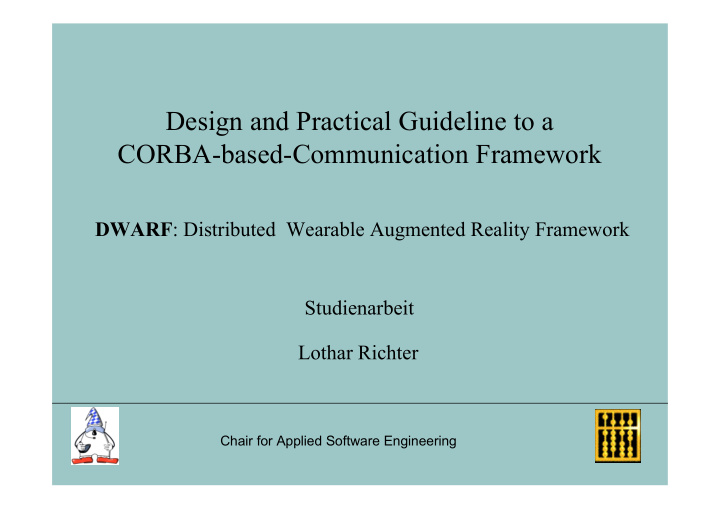 design and practical guideline to a corba based