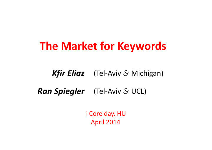 the market for keywords