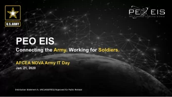 PEO EIS  Connecting the Army. Working for Soldiers.  AFCEA NOVA Army IT Day  Jan. 21, 2020