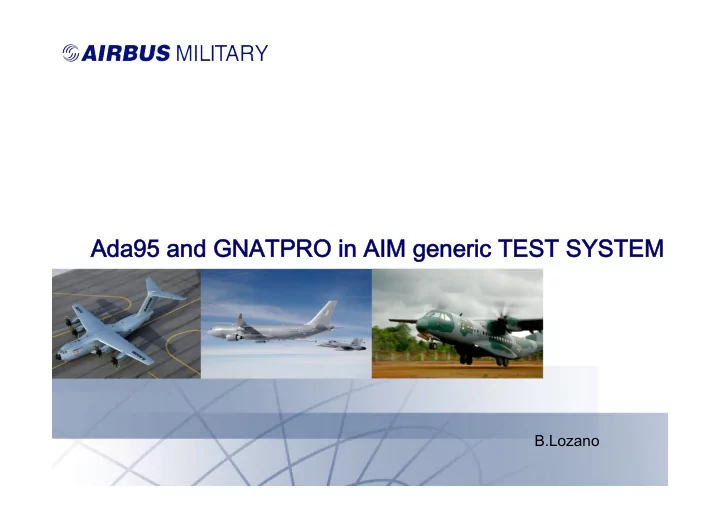 ada95 and gnatpro in aim generic test system