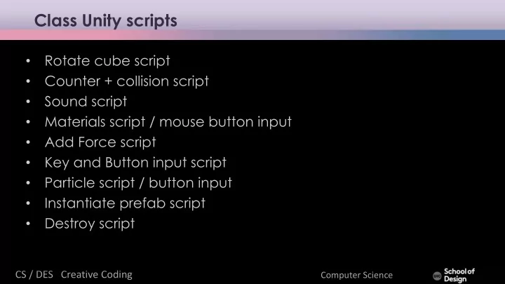 class unity scripts