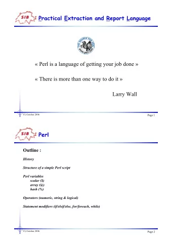 Practical Extraction and Report Language   Perl is a language of getting your job done