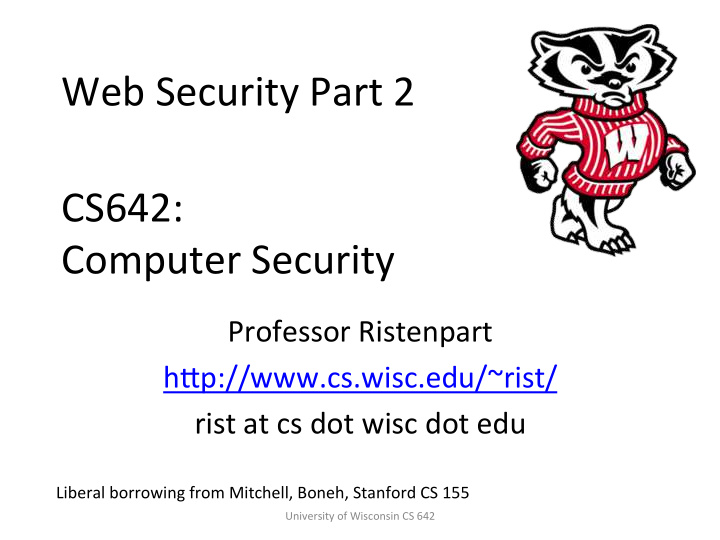 web security part 2 cs642 computer security