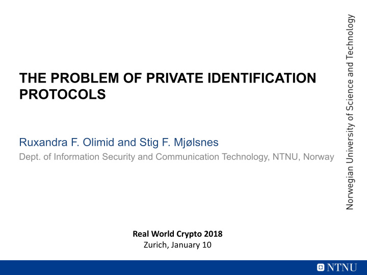 the problem of private identification protocols