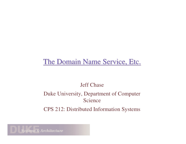 the domain name service etc the domain name service etc