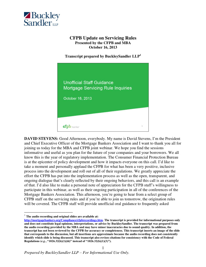 cfpb update on servicing rules