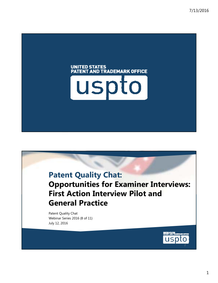 patent quality chat opportunities for examiner interviews