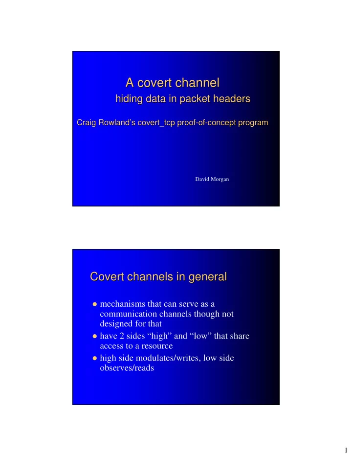a covert channel a covert channel