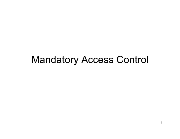 mandatory access control mandatory access control