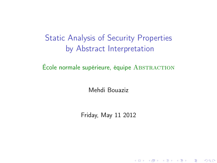 static analysis of security properties by abstract