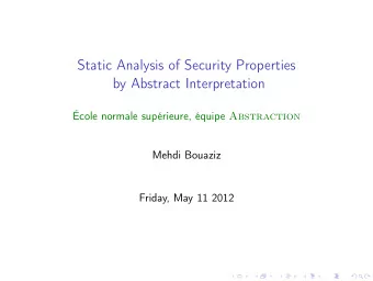 Static Analysis of Security Properties  by Abstract Interpretation cole normale suprieure,