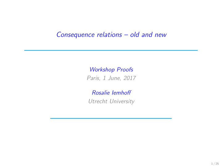 consequence relations old and new