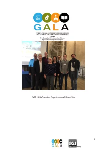 SGS 2018 Commitee Organization at Palazzo Riso  1  Gala Conf 2018 Exhibitors  Contents