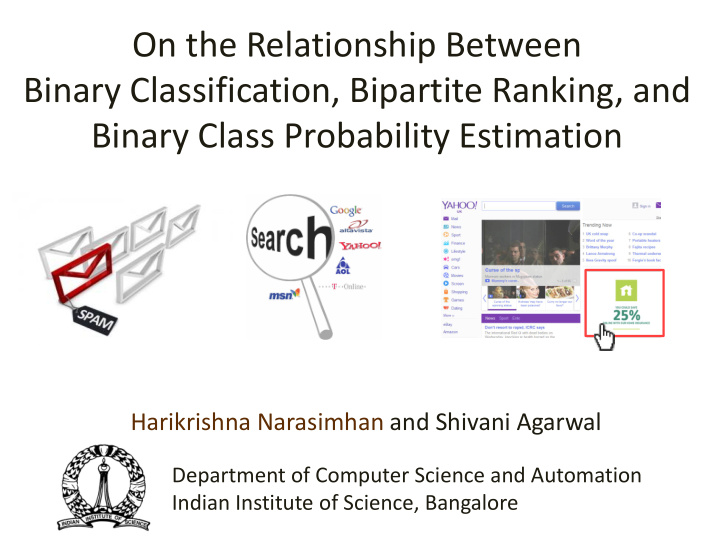 harikrishna narasimhan and shivani agarwal department of