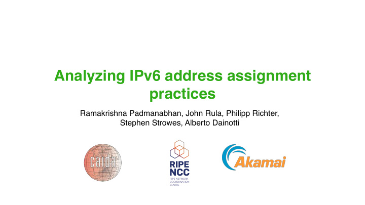analyzing ipv6 address assignment practices
