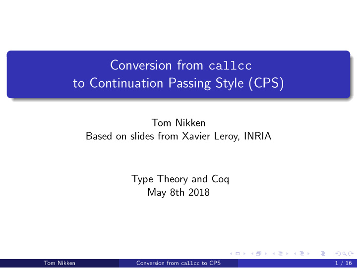 conversion from callcc to continuation passing style cps