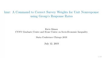 kmr: A Command to Correct Survey Weights for Unit Nonresponse  using Groups Response Rates