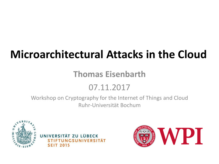 microarchitectural attacks in the cloud