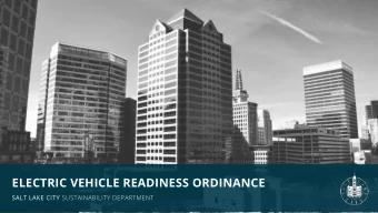 ELECTRIC VEHICLE READINESS ORDINANCE SALT LAKE CITY SUSTAINABILITY DEPARTMENT  PRESENTATION AGENDA