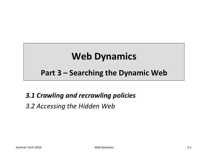 web dynamics