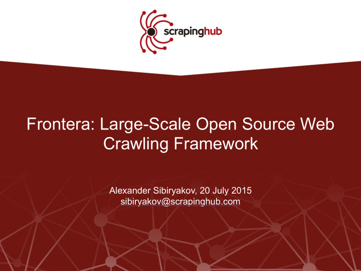 frontera large scale open source web crawling framework