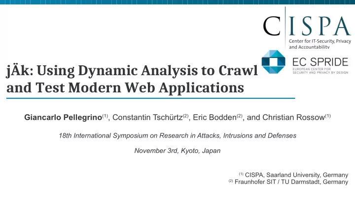 j k using dynamic analysis to crawl and test modern web