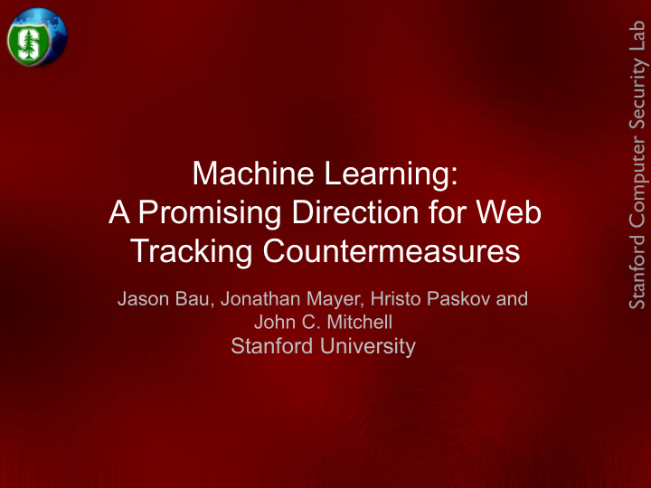 machine learning a promising direction for web tracking