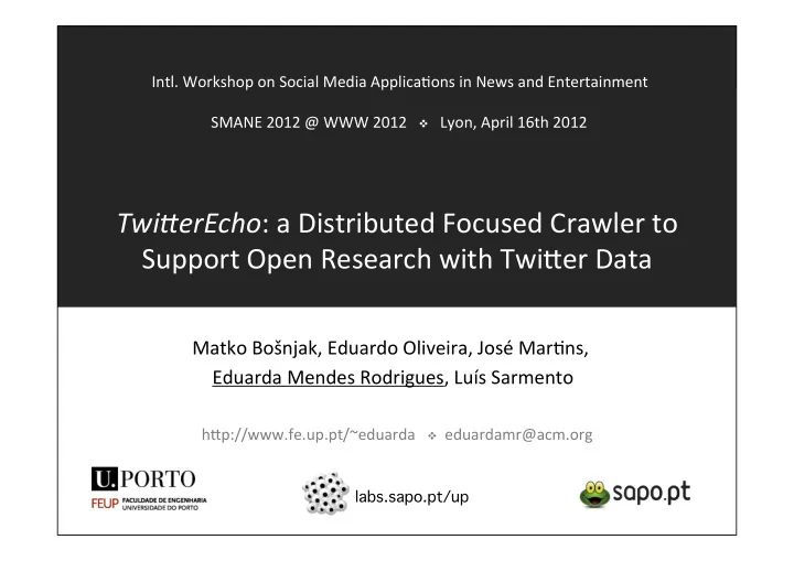 twi erecho a distributed focused crawler to support open