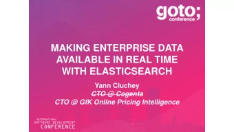 AVAILABLE IN REAL TIME  WITH ELASTICSEARCH  Yann Cluchey  CTO @ Cogenta CTO @ GfK Online Pricing