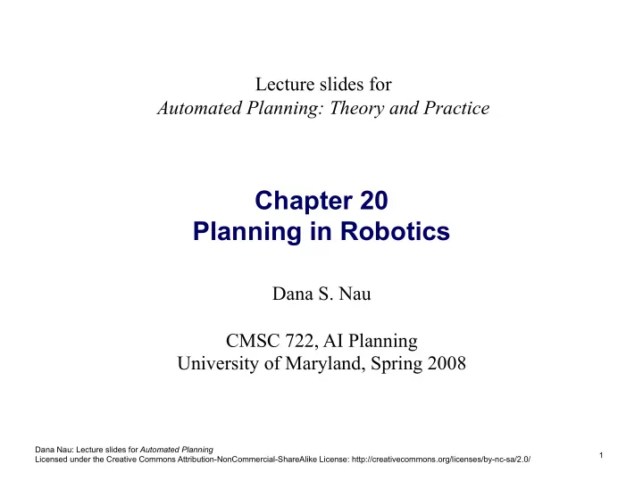 chapter 20 planning in robotics