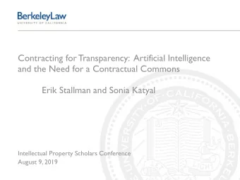 Contracting for Transparency:  Artificial Intelligence  and the Need for a Contractual Commons