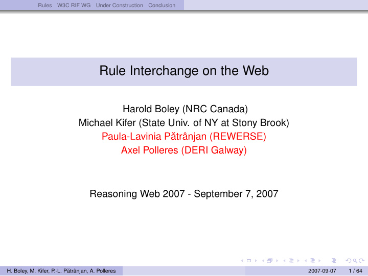 rule interchange on the web