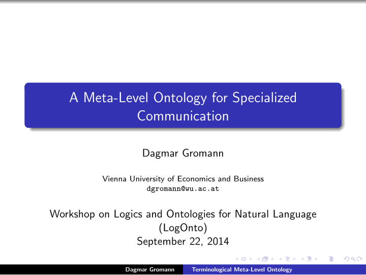 a meta level ontology for specialized communication